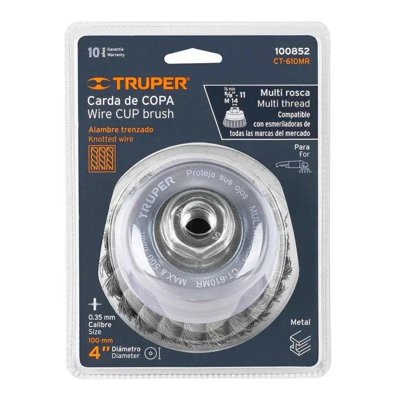 Cepillo Copa Trenzada 4"/100mm Rosca 5/8