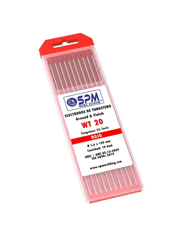 Tungsteno WT-20 2% Torio Rojo 1/16*175mm 1.6